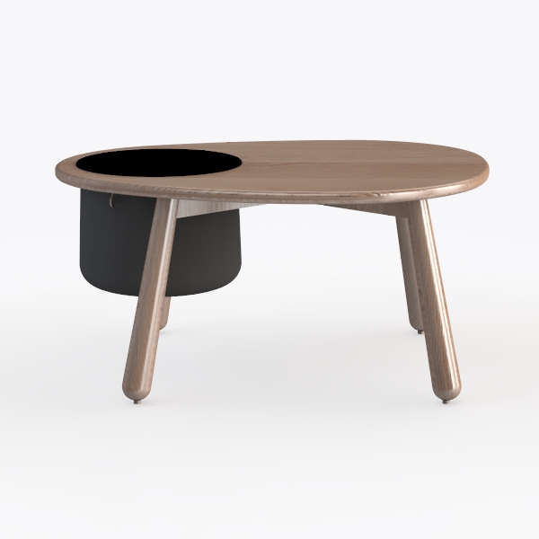 Gales 32.44 in. Greige Mid-Century Modern Round MD