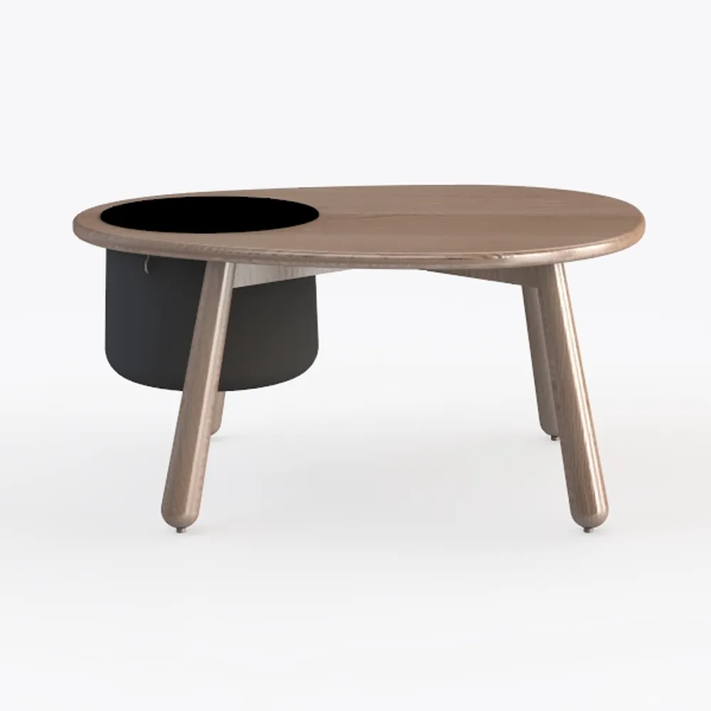 Gales 32.44 in. Greige Mid-Century Modern Round MD