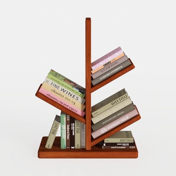 Wooden 3 Tier Open Bookshelf Tree Design Book 