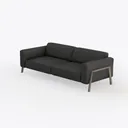 Modern Minimalist Black Leather Wood Frame Sofa 3D Model Left 45 Degree View