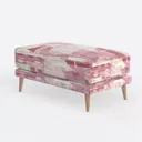Mid-Century Fabric Patterned Upholstered Ottoman 3D Model Left 45 Degree View