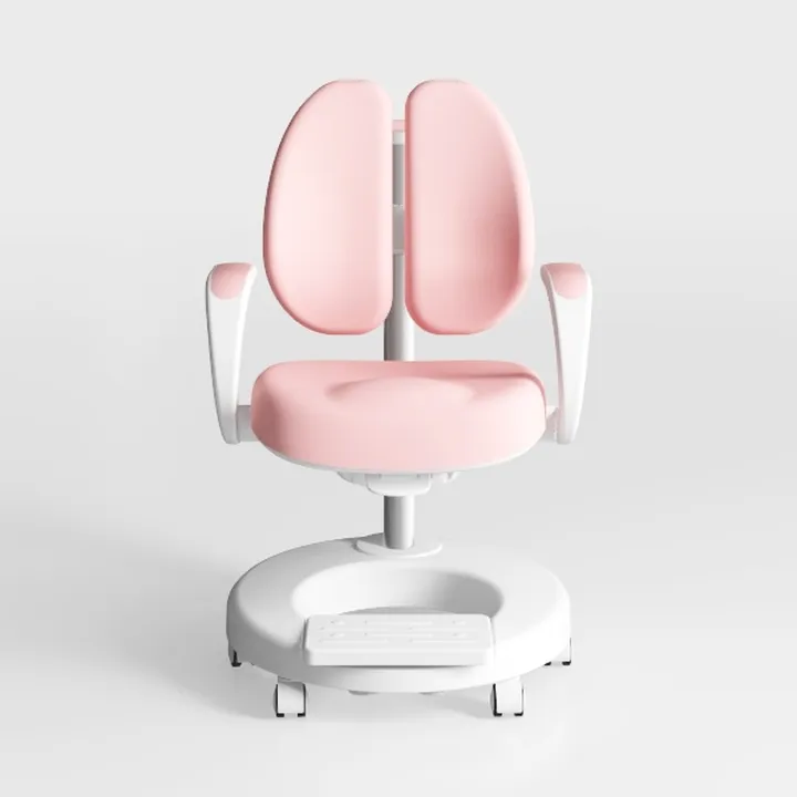 Modern Pink White Fabric Ergonomic Kids Office Chair 3D Model