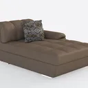 Modern Brown Fabric Chaise Lounge With Decorative Throw Pillows 3D Model Right 45 Degree View