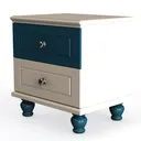 Two Tone Solid Wood Two Drawer Nightstand 3D Model Left 45 Degree View