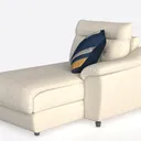 Modern Fabric Chaise Lounge with Decorative Throw Pillow 3D Model Left 45 Degree View