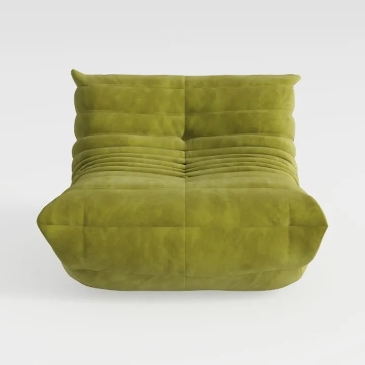 Modern Olive Green Velvet Armless Loveseat Sofa 3D Model
