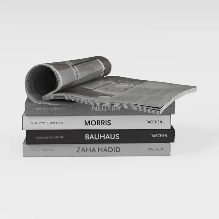 Minimalist Neutral Stacked Coffee Table Books and Magazine 3D Model