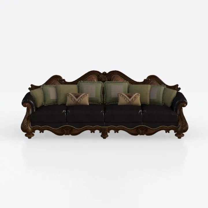 Benjara Sena 90 Inch Sofa, Faux Leather, Rolled Ar
