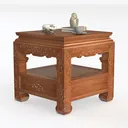 Traditional Solid Wood Carved End Table with Drawer 3D Model Left 45 Degree View