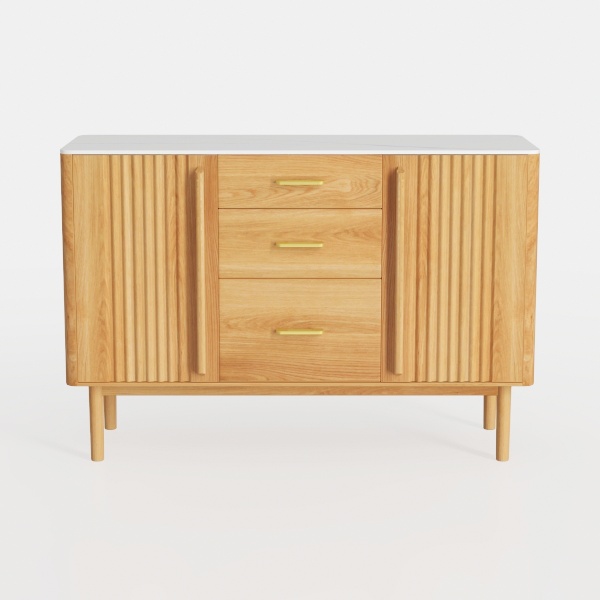 Fluted Sideboard Buffet Cabinet with Storage, Mid