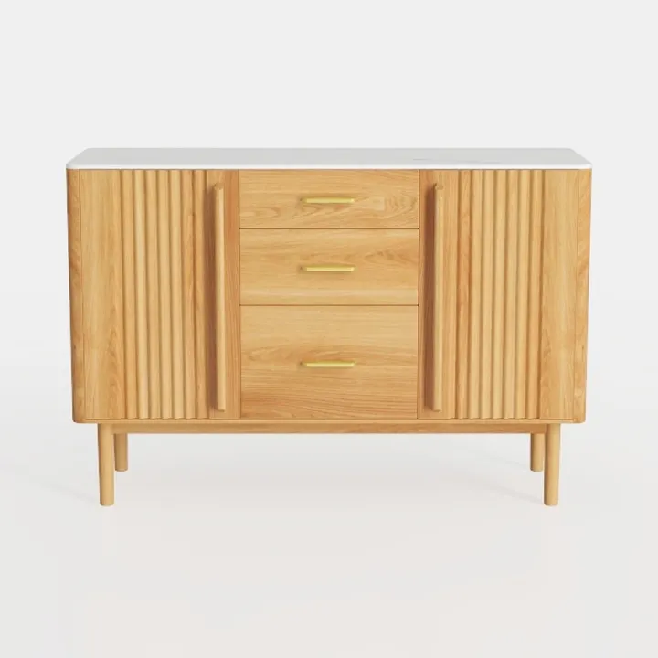 Fluted Sideboard Buffet Cabinet with Storage, Mid