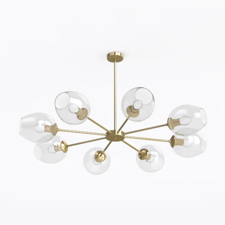 Modern Brass Glass Sputnik Chandelier 3D Model