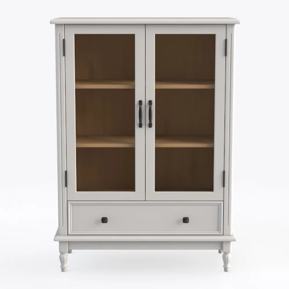 Wood Rustic Cabinet with Glass Doors and