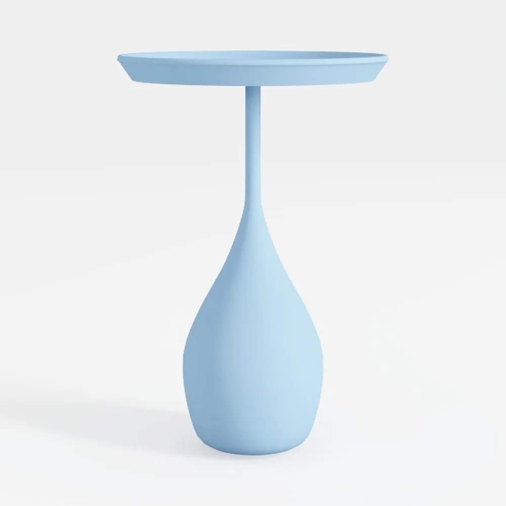 17.7”Wide Modern Side Table, Blue Wooden End Table