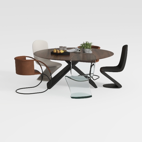 Danielle Walnut Wood 75 in. Pedestal Dining Table 