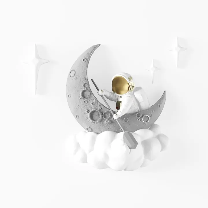 Minimalist Astronaut Moon Cloud Decorative Lamp 3D Model