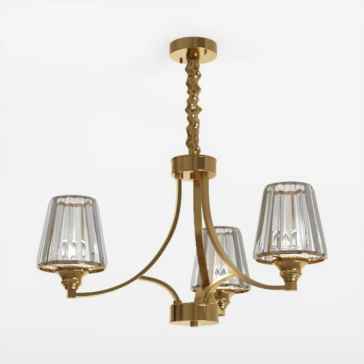 Brass Glass Contemporary Chandelier 3D Model