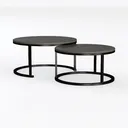 Modern Marble Top Black Metal Nesting Coffee Tables 3D Model Left 45 Degree View