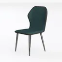 Modern Dark Green Fabric Upholstered Metal Leg Dining Chair 3D Model Left 45 Degree View