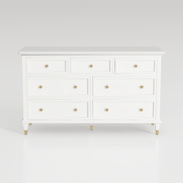 LYNSOM 7 Drawer White Dresser for Bedroom, 55"
