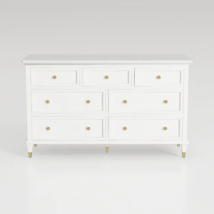 LYNSOM 7 Drawer White Dresser for Bedroom, 55"