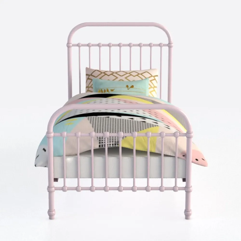 39 in. W White Metal Platform Bed Frame Twin Mattr