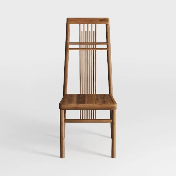 Minimalist Solid Walnut Wood Dining Chair 3D Model