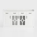 Modern White Solid Wood Glass Front Sideboard Cabinet 3D Model Front View