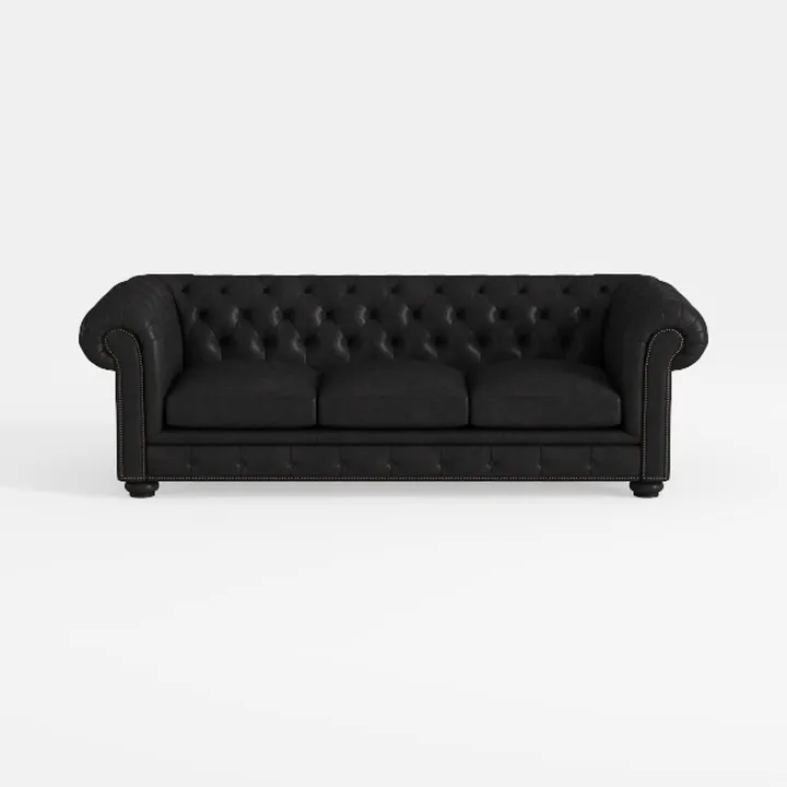 Classic Black Leather Tufted Chesterfield Sofa 3D Model