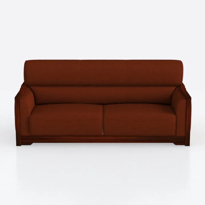 Modern Solid Wood Frame Brown Fabric Sofa 3D Model