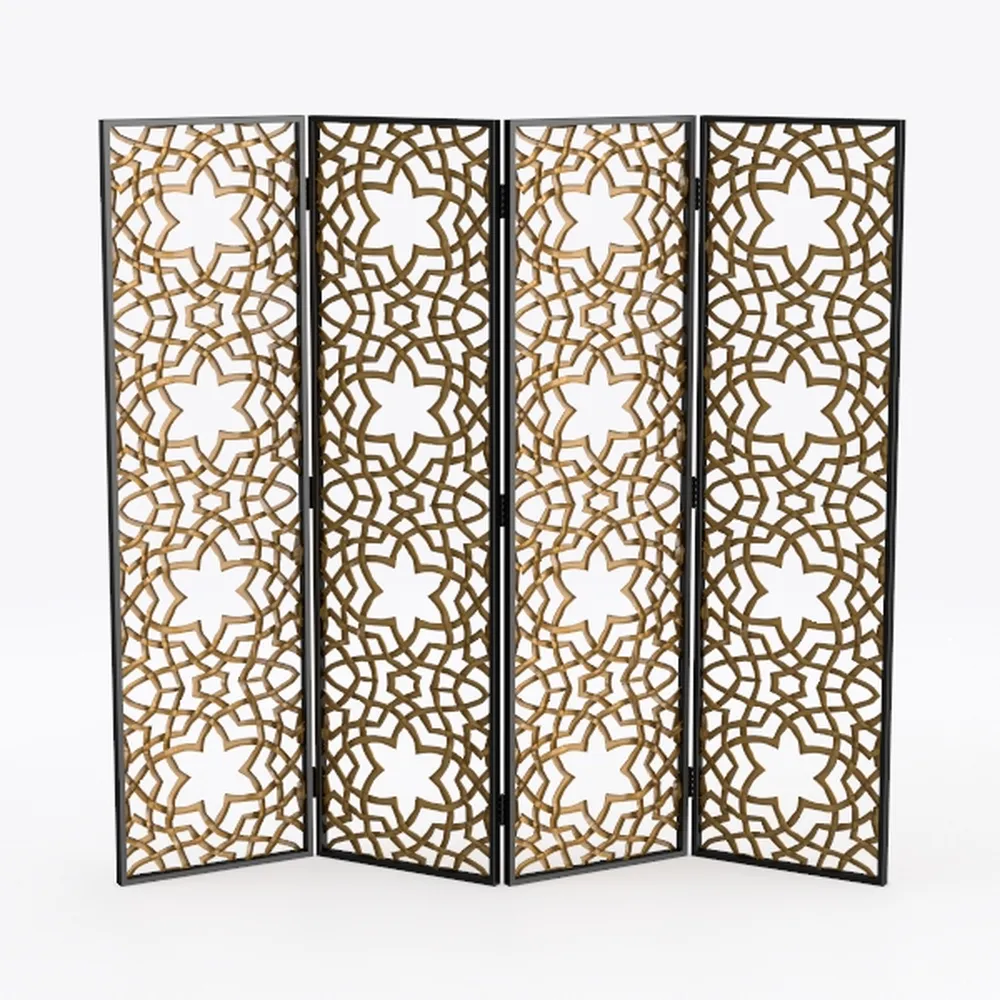 68.9Inch Folding Room Divider, 4 Panels Wood 