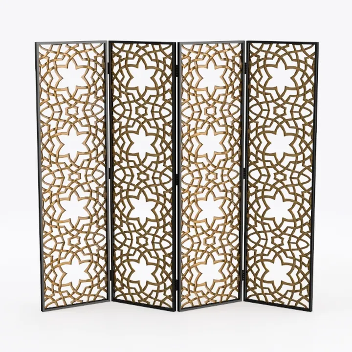 68.9Inch Folding Room Divider, 4 Panels Wood 