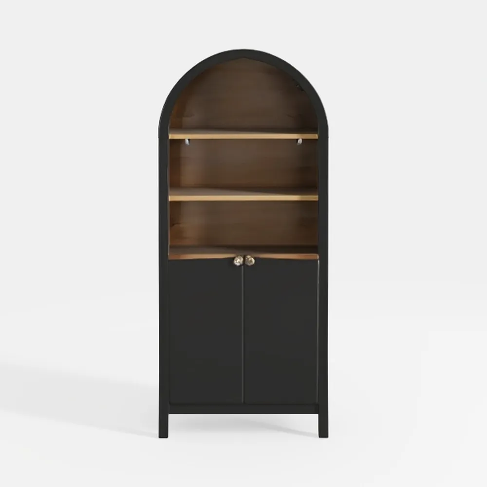 61" Tall Arched Cabinets,Bookcase with storage,Mid