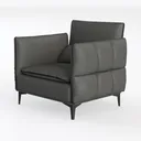 Modern Minimalist Gray Leather Armchair 3D Model Left 45 Degree View