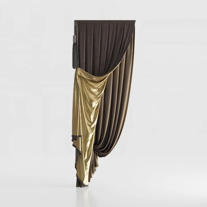 Luxury Two Tone Fabric Curtain 3D Model