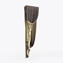 Luxury Two Tone Fabric Curtain 3D Model Right 45 Degree View