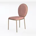 Modern Pink Velvet Gold Metal Frame Dining Chair 3D Model Left 45 Degree View