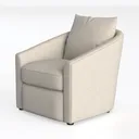 Minimalist Fabric Upholstered Armchair with Throw Pillow 3D Model Left 45 Degree View