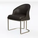 Modern Black Leather Gold Metal Frame Dining Chair 3D Model Left 45 Degree View