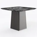 Modern Marble Top Metal Base Square Dining Table 3D Model Right 45 Degree View