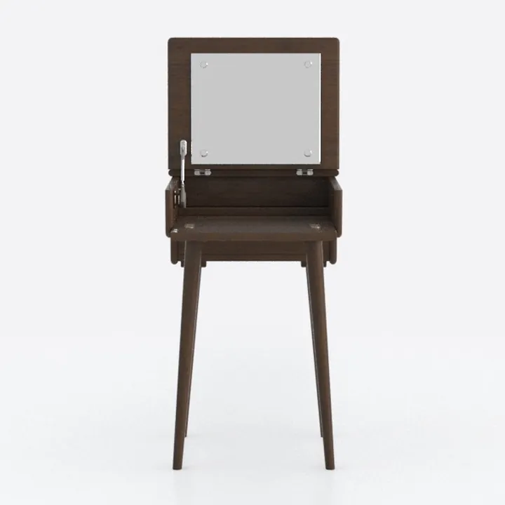 Mid Century Modern Solid Wood Vanity Table With Flip Mirror 3D Model