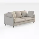 Minimalist Linen Fabric 3 Seat Sofa 3D Model Right 45 Degree View