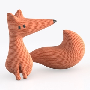 Knitted Fabric Cute Fox Decorative Figurine 3D Model