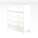 Minimalist White Solid Wood 4 Drawer Dresser 3D Model Left 45 Degree View