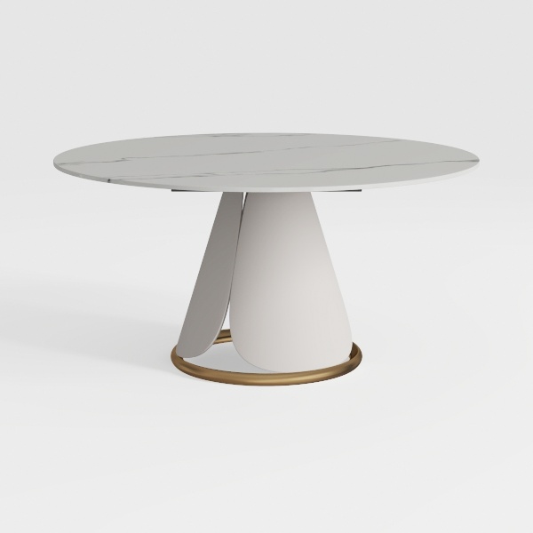 White Sintered Stone 51.18 in. Pedestal Extendable