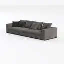 Minimalist Dark Gray Fabric Extra Large Sofa 3D Model Left 45 Degree View