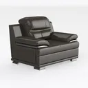 Modern Dark Brown Leather Oversized Armchair 3D Model Right 45 Degree View
