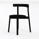 Minimalist Black Solid Wood Dining Chair 3D Model Left 45 Degree View