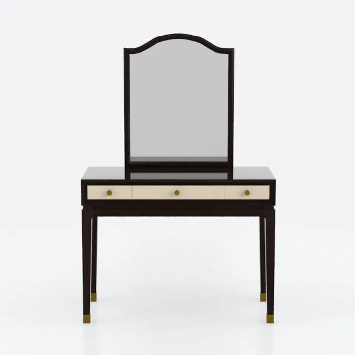 4-Drawer Black Vanity Makeup Dressing Table Set
