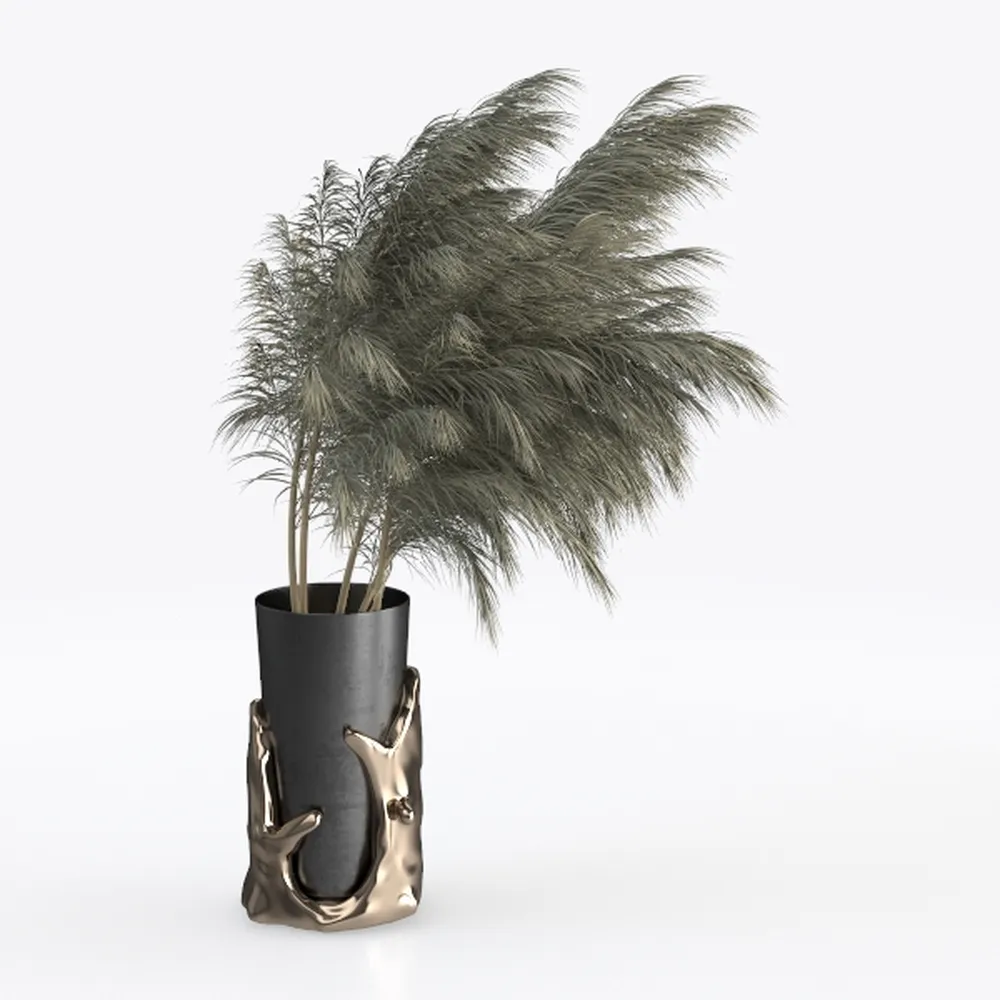 Ceramic Flower Vase, Large Matte Black, Ribbed,